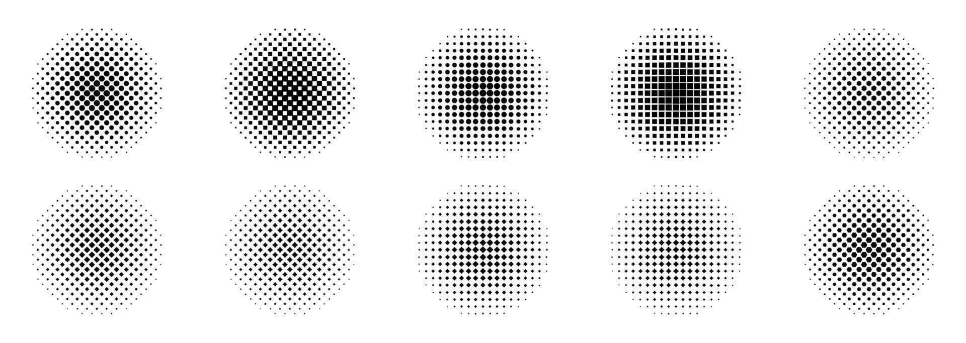 Halftone dotted circles. Halftone gradient with dots. vector