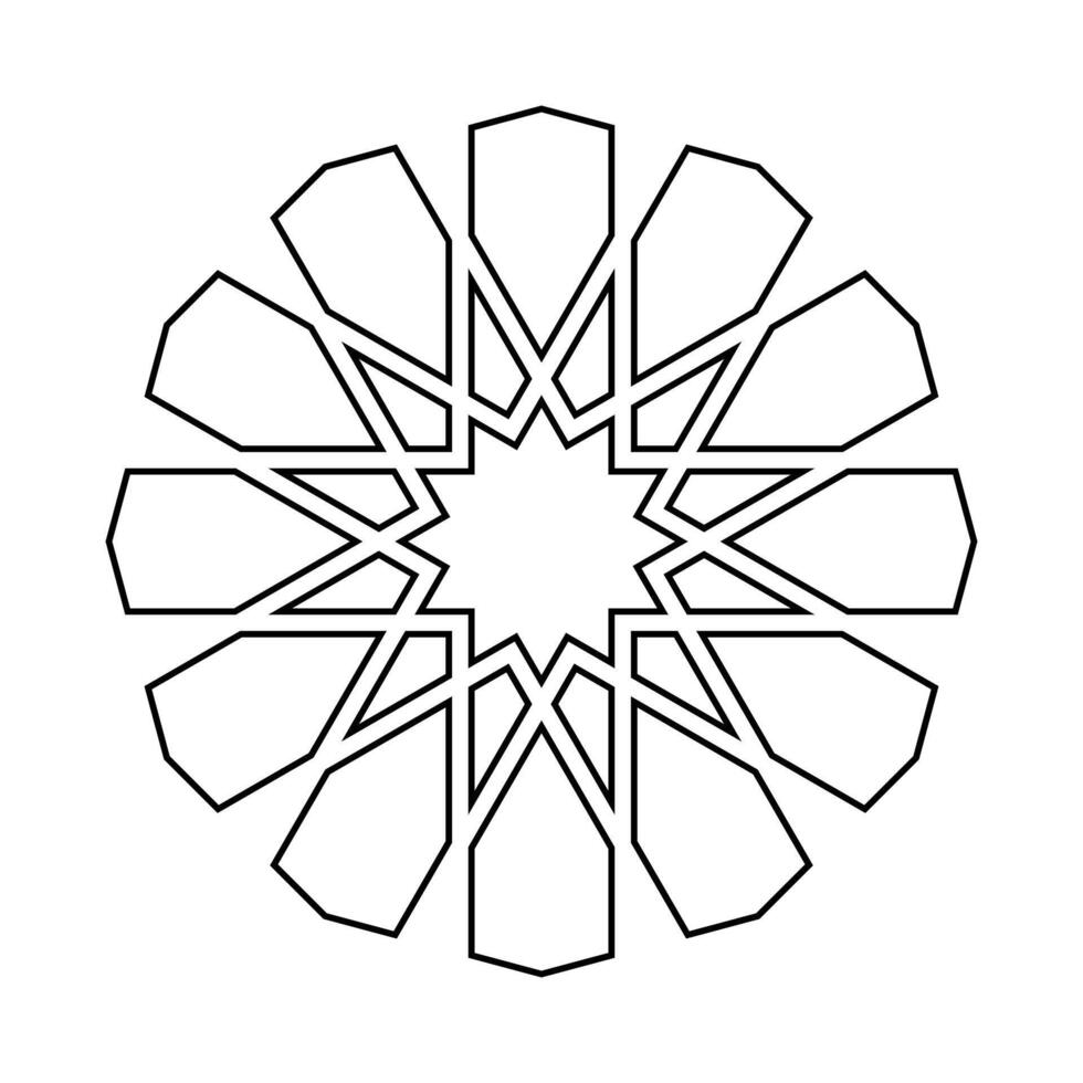 Islamic geometric contour outline design element illustration isolated on white background. Logo icon vector