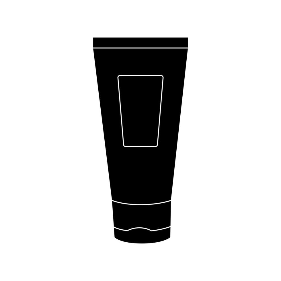 Cosmetic container black silhouette icon isolated on white background. vector