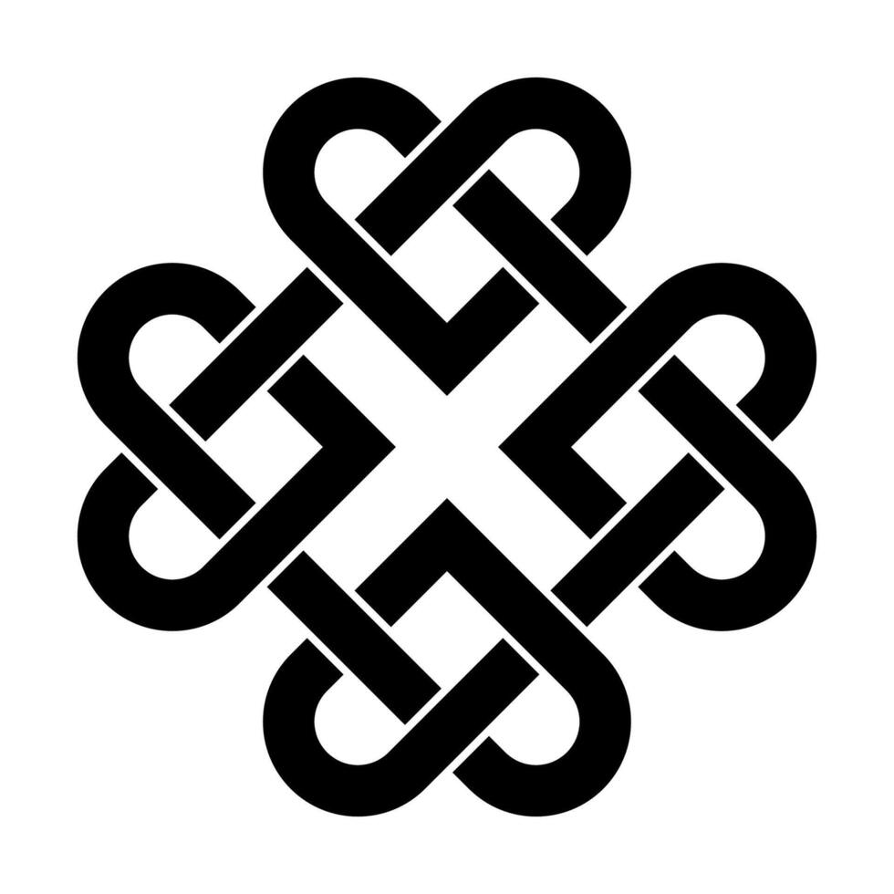 Celtic knot heart black silhouette icon illustration isolated on white background. Love symbol tattoo design. vector
