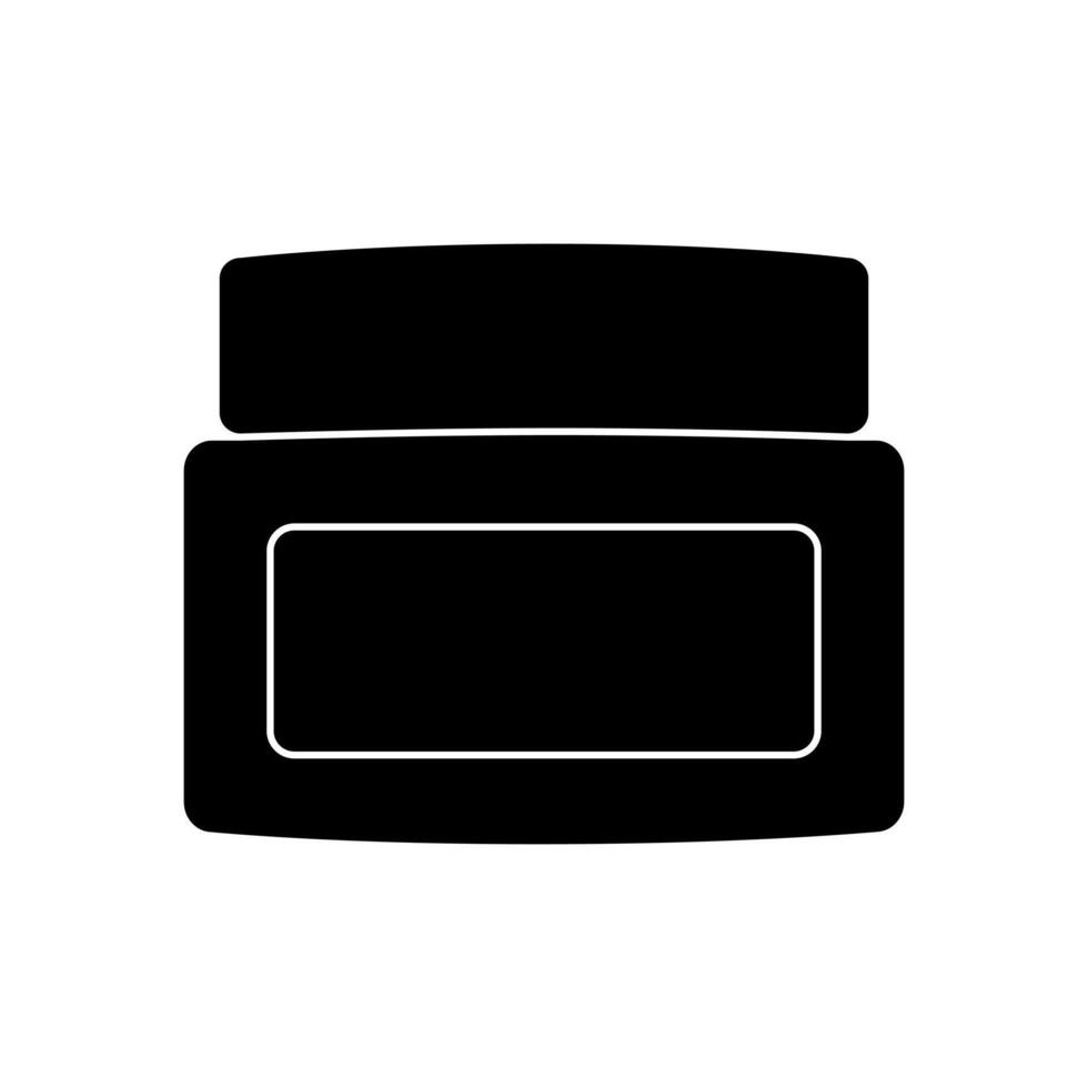 Cosmetic container black silhouette icon isolated on white background. vector