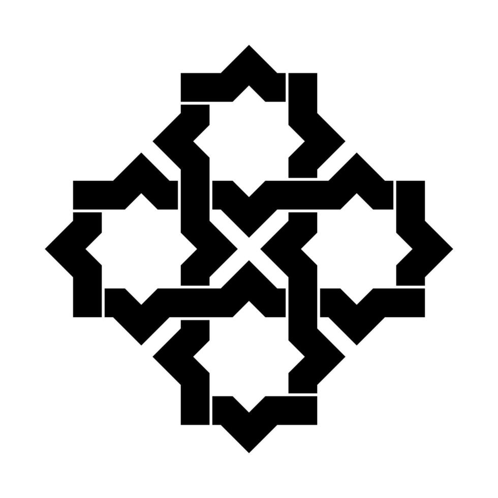 Islamic geometric design element illustration black silhouette isolated on white background. Logo icon vector