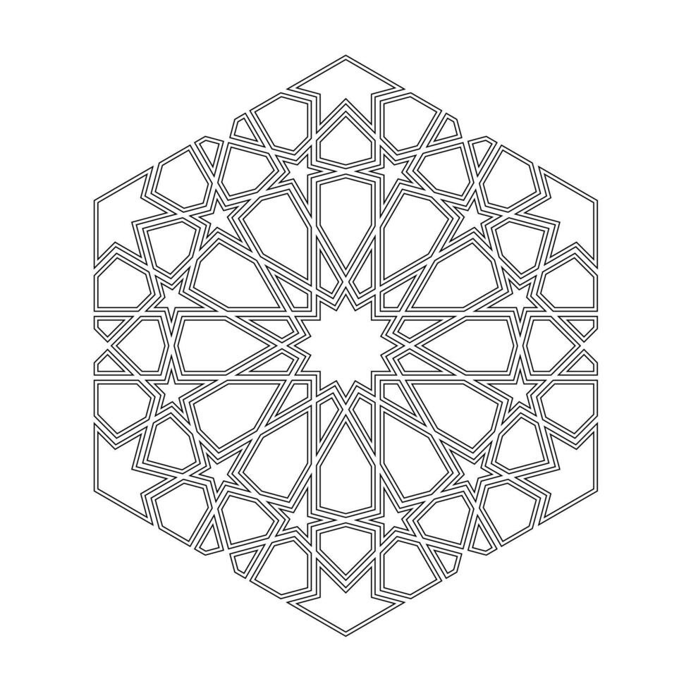 Islamic geometric contour outline design element illustration isolated on white background. Logo icon vector