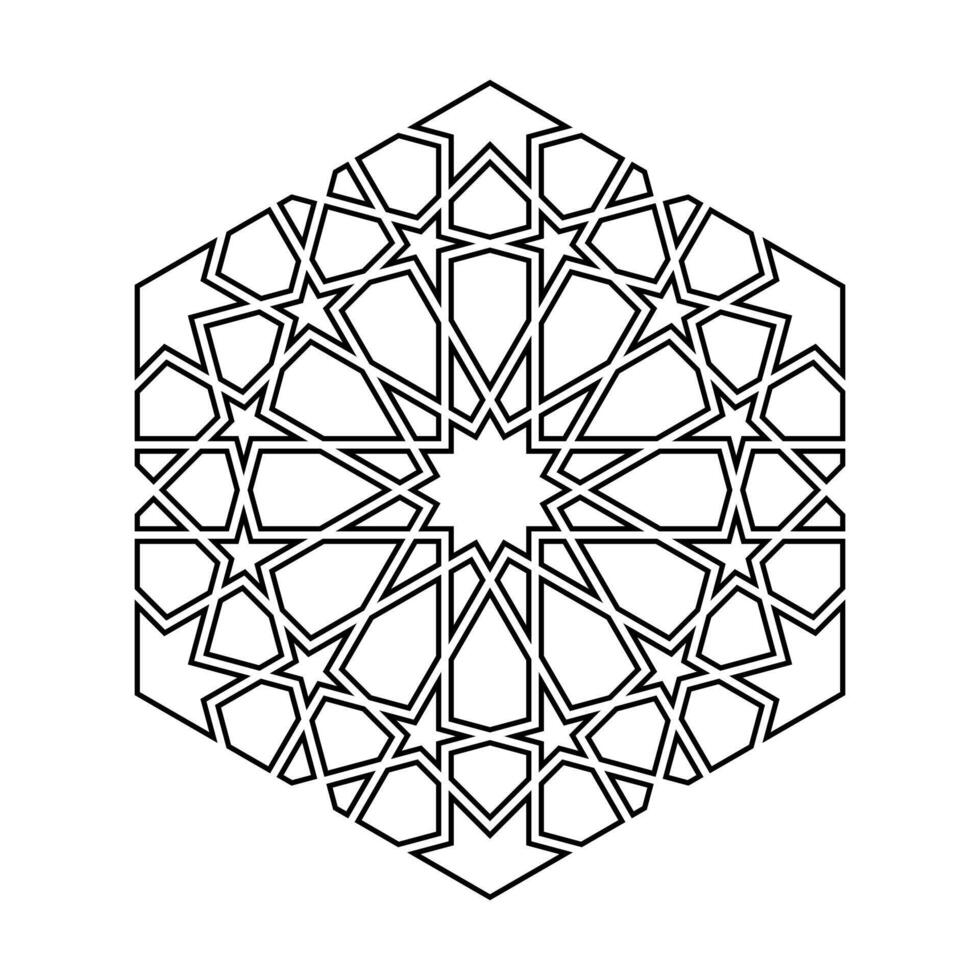 Islamic geometric contour outline design element illustration isolated on white background. Logo icon vector