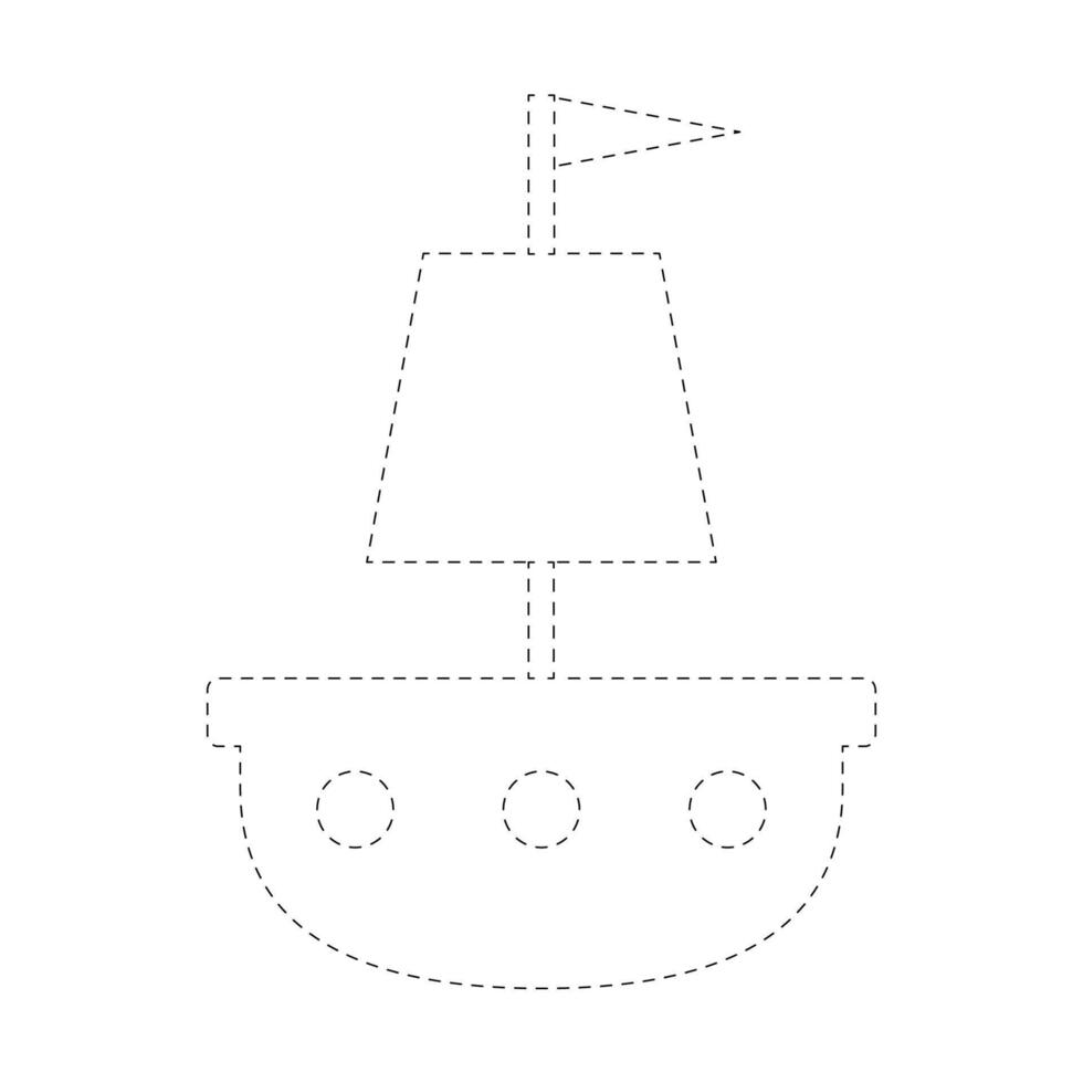 Pirate ship contour icon illustration. Simple sail boat outline isolated on white background. vector