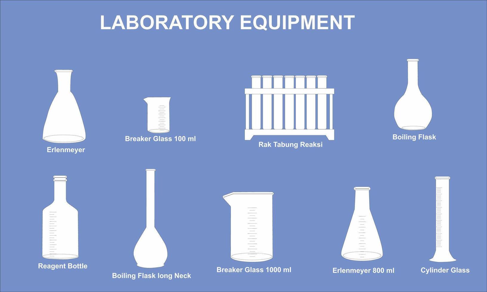 illustration of laboratory equipment on a blue background vector