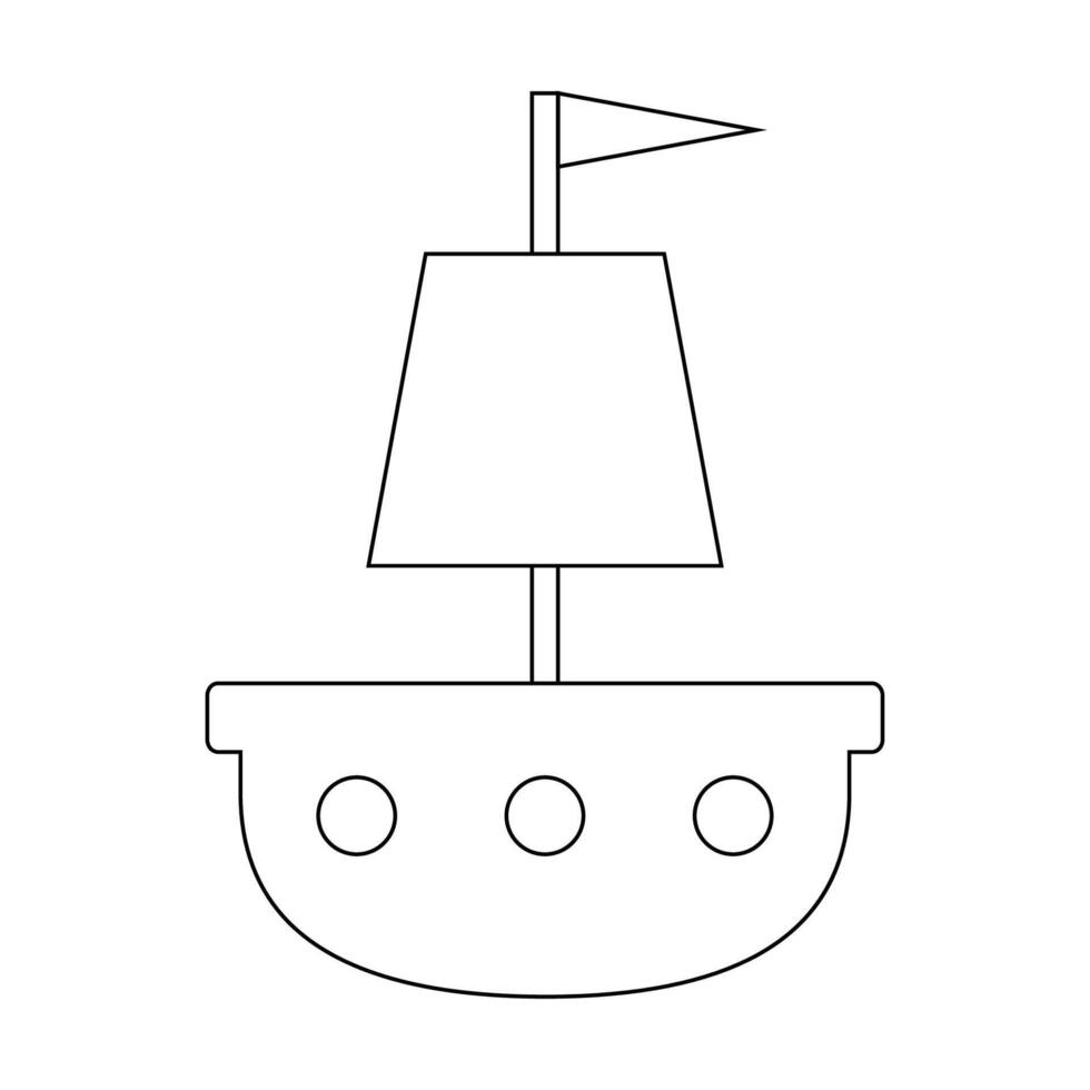 Pirate ship contour icon illustration. Simple sail boat outline isolated on white background. vector