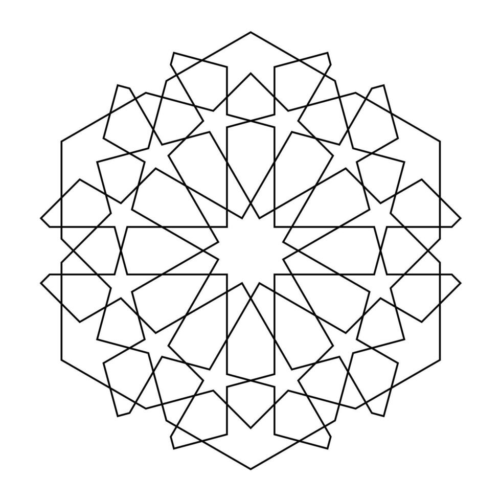 Islamic geometric contour outline design element illustration isolated on white background. Logo icon vector