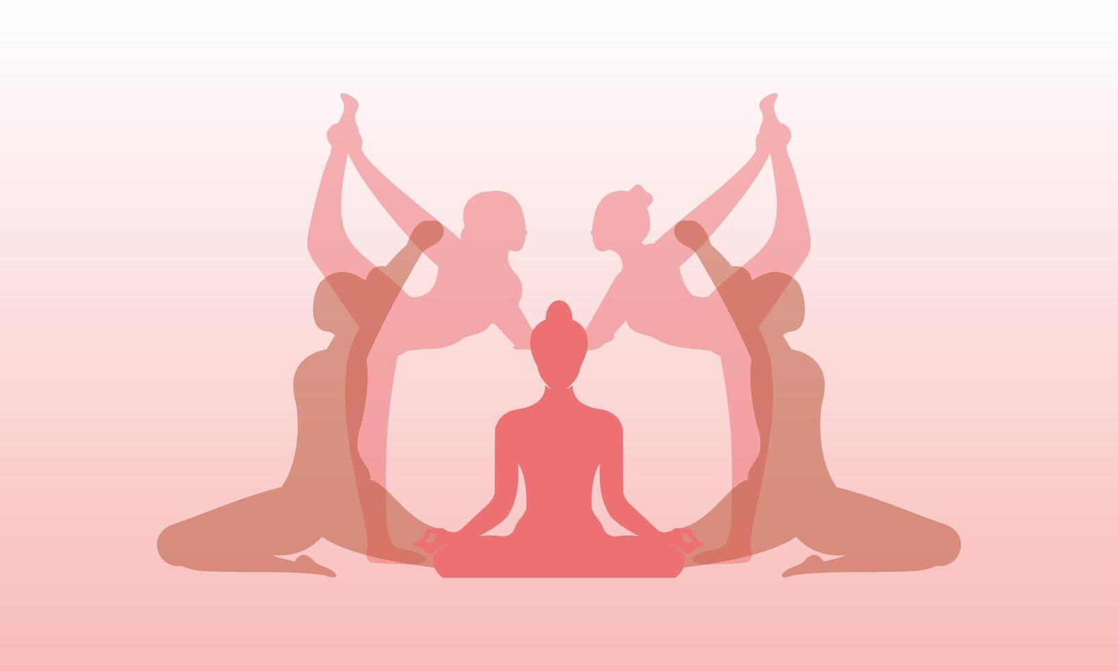 Yoga Day meditation parvastasna pose banner against pink lotus petals vector