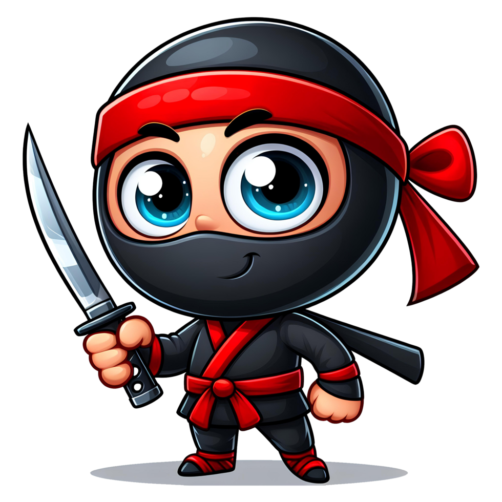 ninja with kunai in cartoon style png