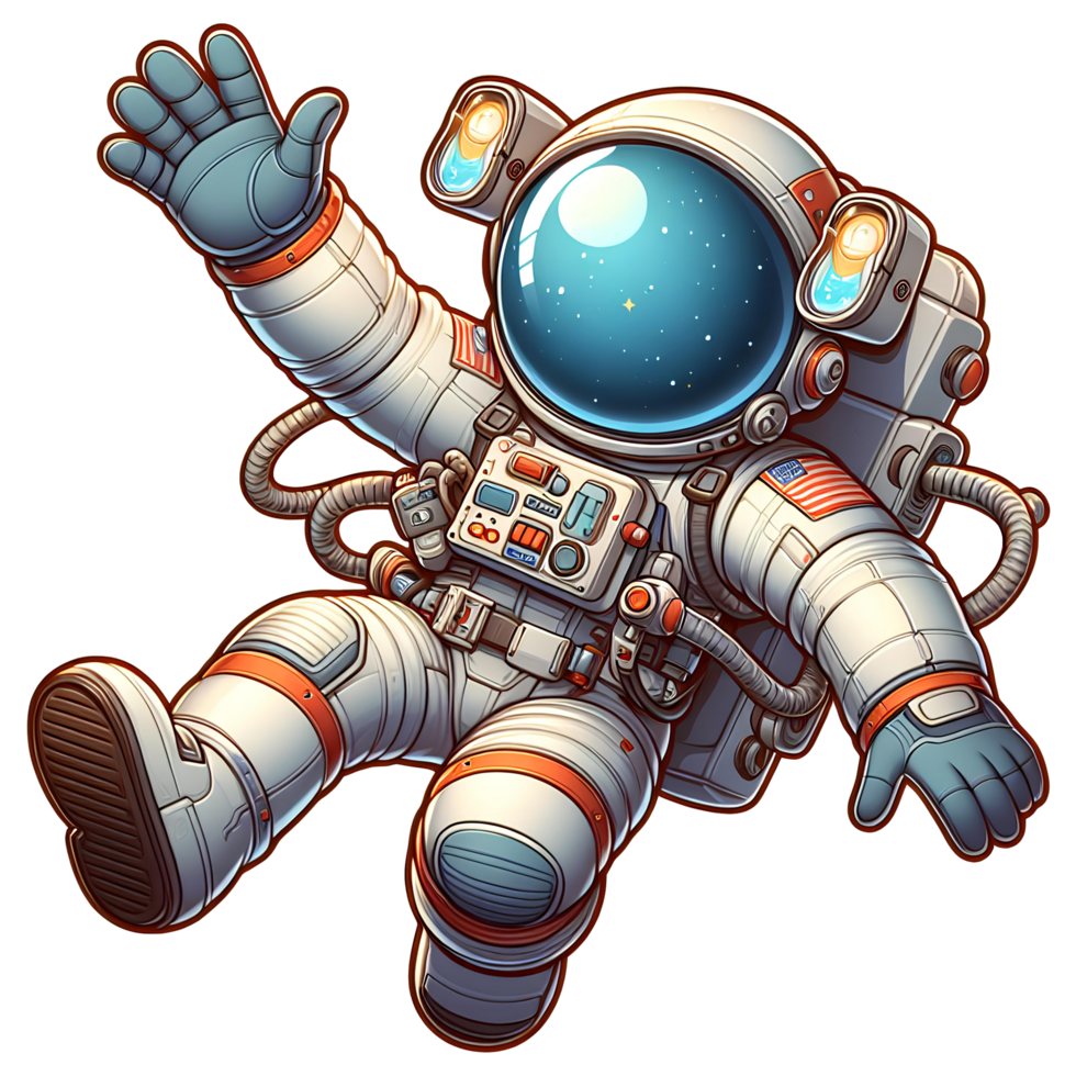 floating astronaut in cartoon style png