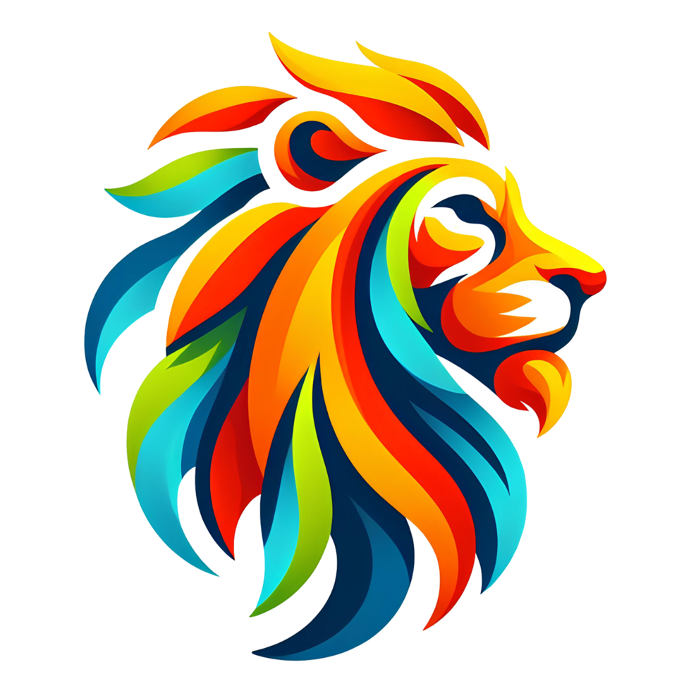 colorful head lion suitable for a tshirt design png