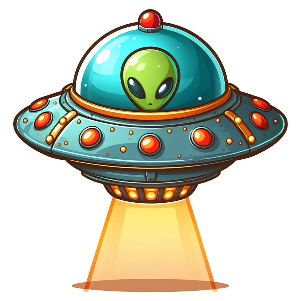 green alien riding ufo png