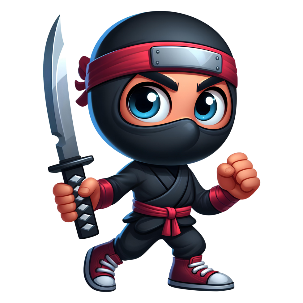 funny ninja with a sword png