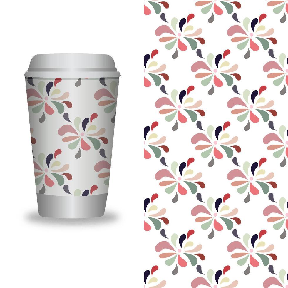 take away coffee packaging templates and design elements for coffee shops - cardboard cup with seamless patterns. vector