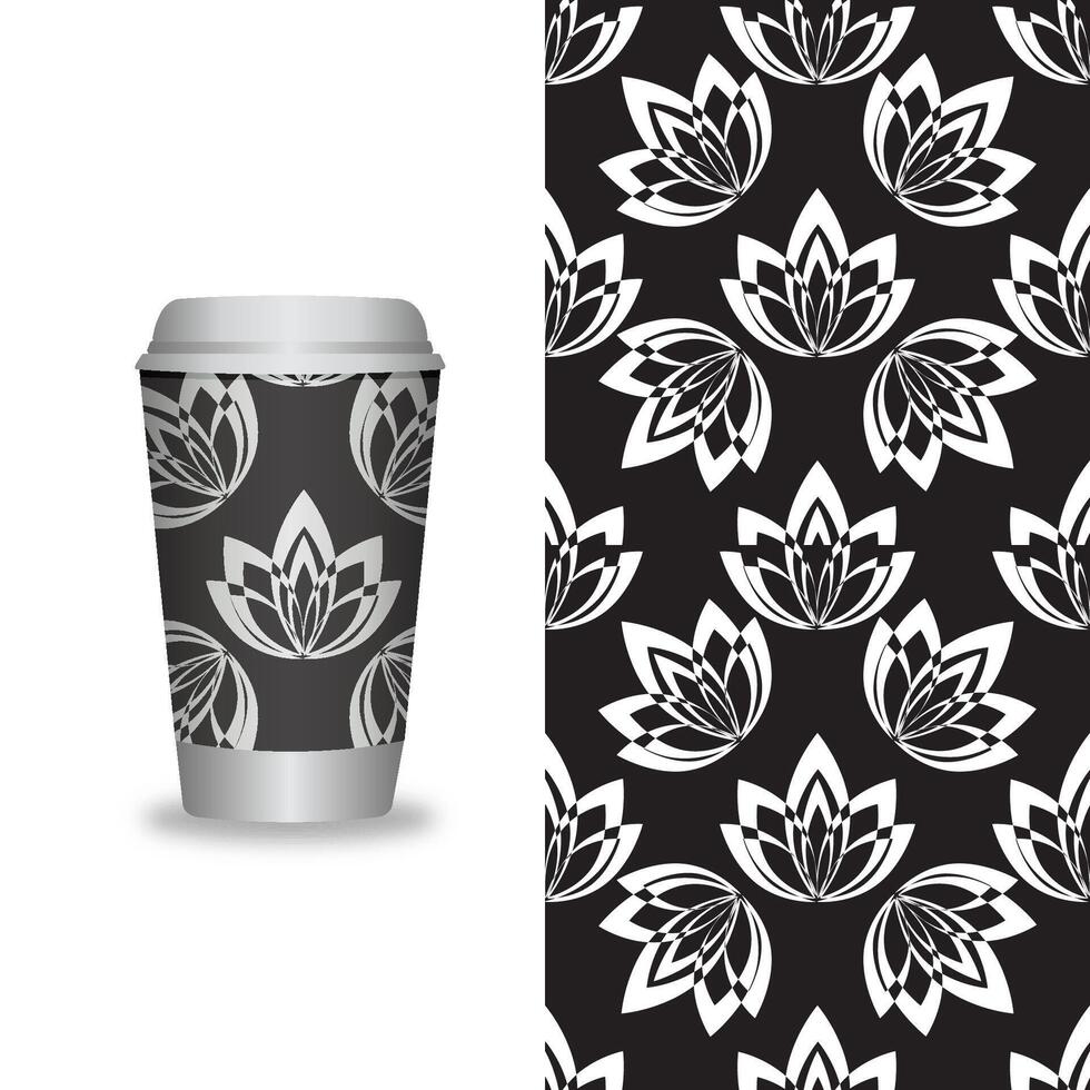 take away coffee packaging templates and design elements for coffee shops - cardboard cup with seamless patterns. vector