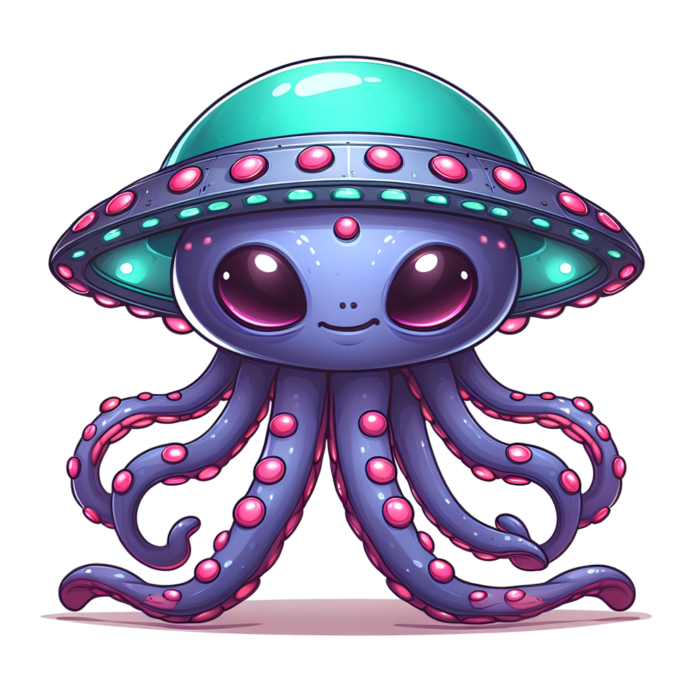 octopus monster alien with hat like ufo png