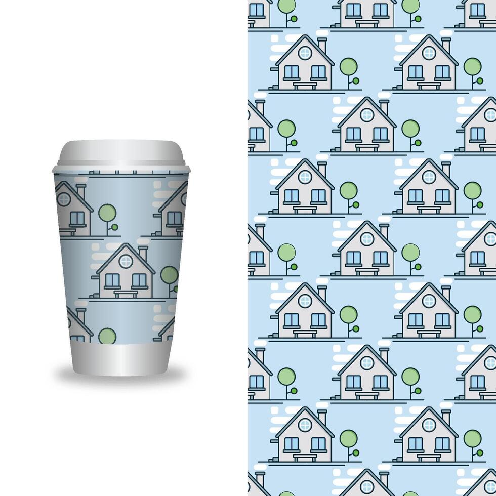 take away coffee packaging templates and design elements for coffee shops - cardboard cup with seamless patterns. vector