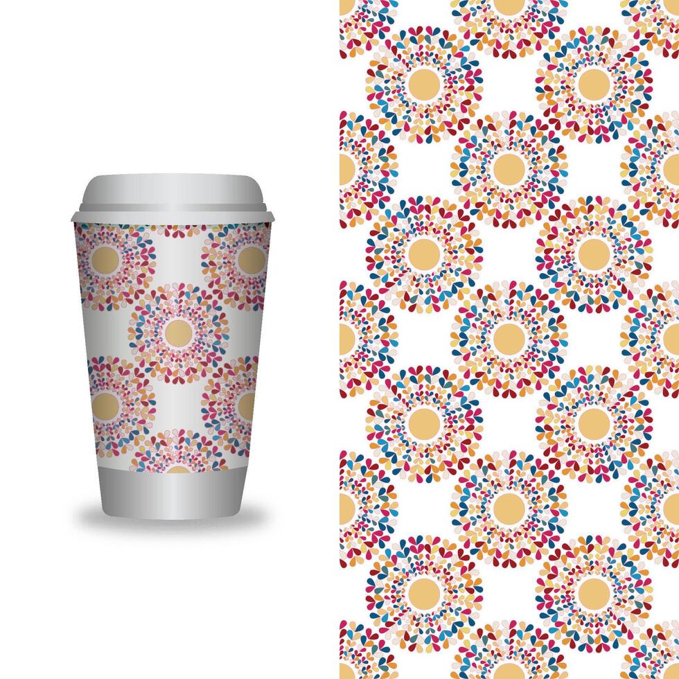 take away coffee packaging templates and design elements for coffee shops - cardboard cup with seamless patterns. vector