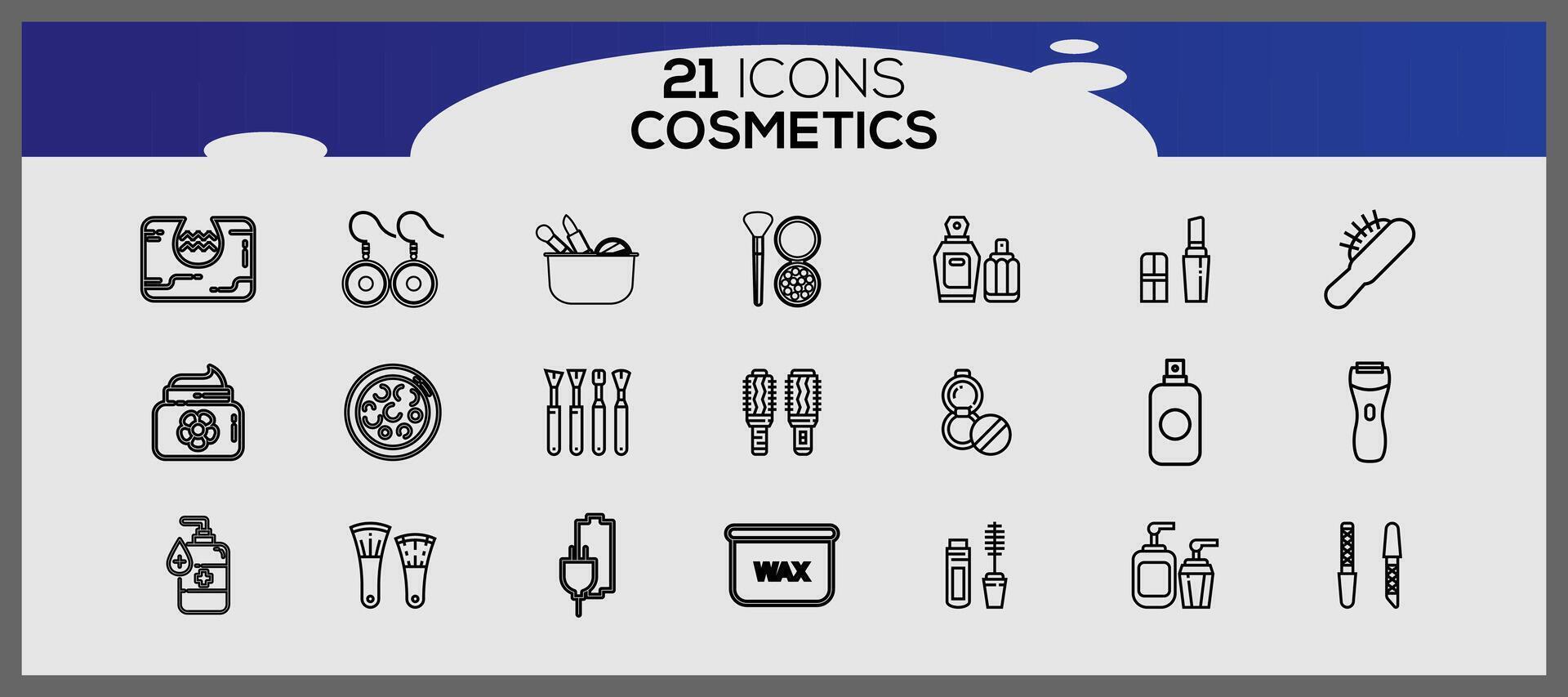 cosmetic line icon set with makeup beauty line icons beauty accessories set makeup accessories. vector