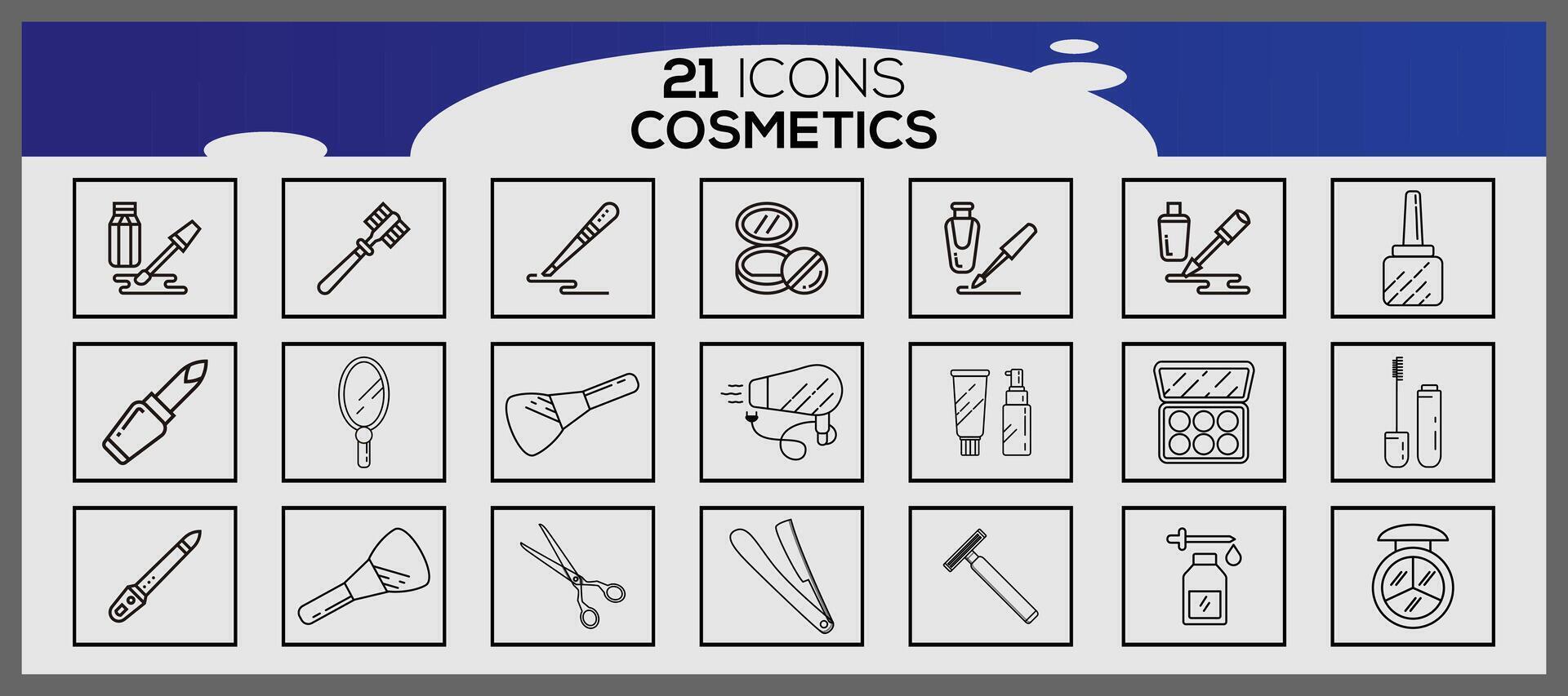 cosmético línea icono conjunto con maquillaje belleza línea íconos belleza accesorios conjunto maquillaje accesorios. vector