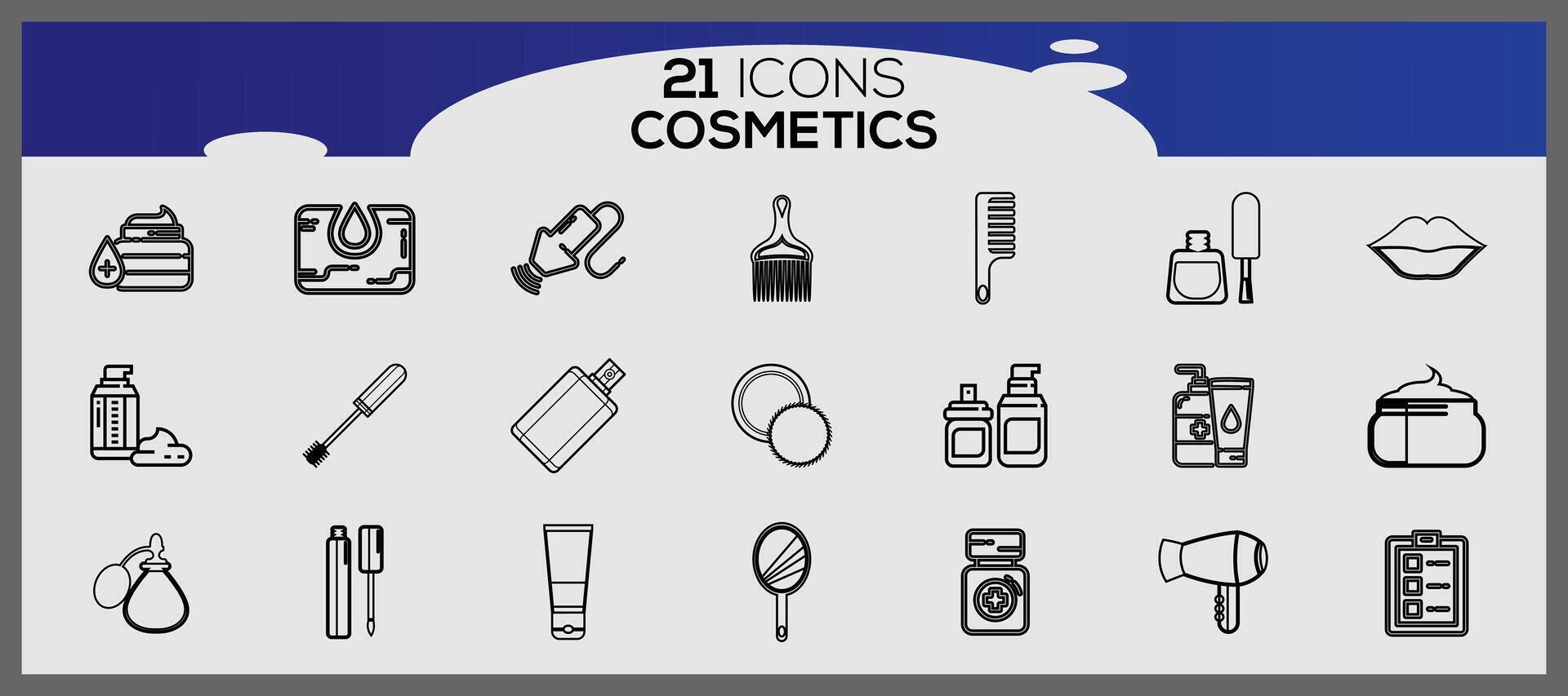 cosmético línea icono conjunto con maquillaje belleza línea íconos belleza accesorios conjunto maquillaje accesorios. vector