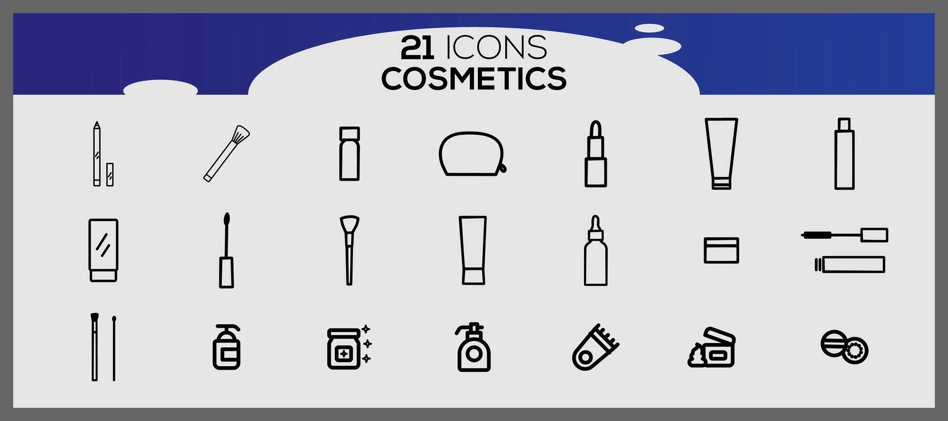 cosmético línea icono conjunto con maquillaje belleza línea íconos belleza accesorios conjunto maquillaje accesorios. vector