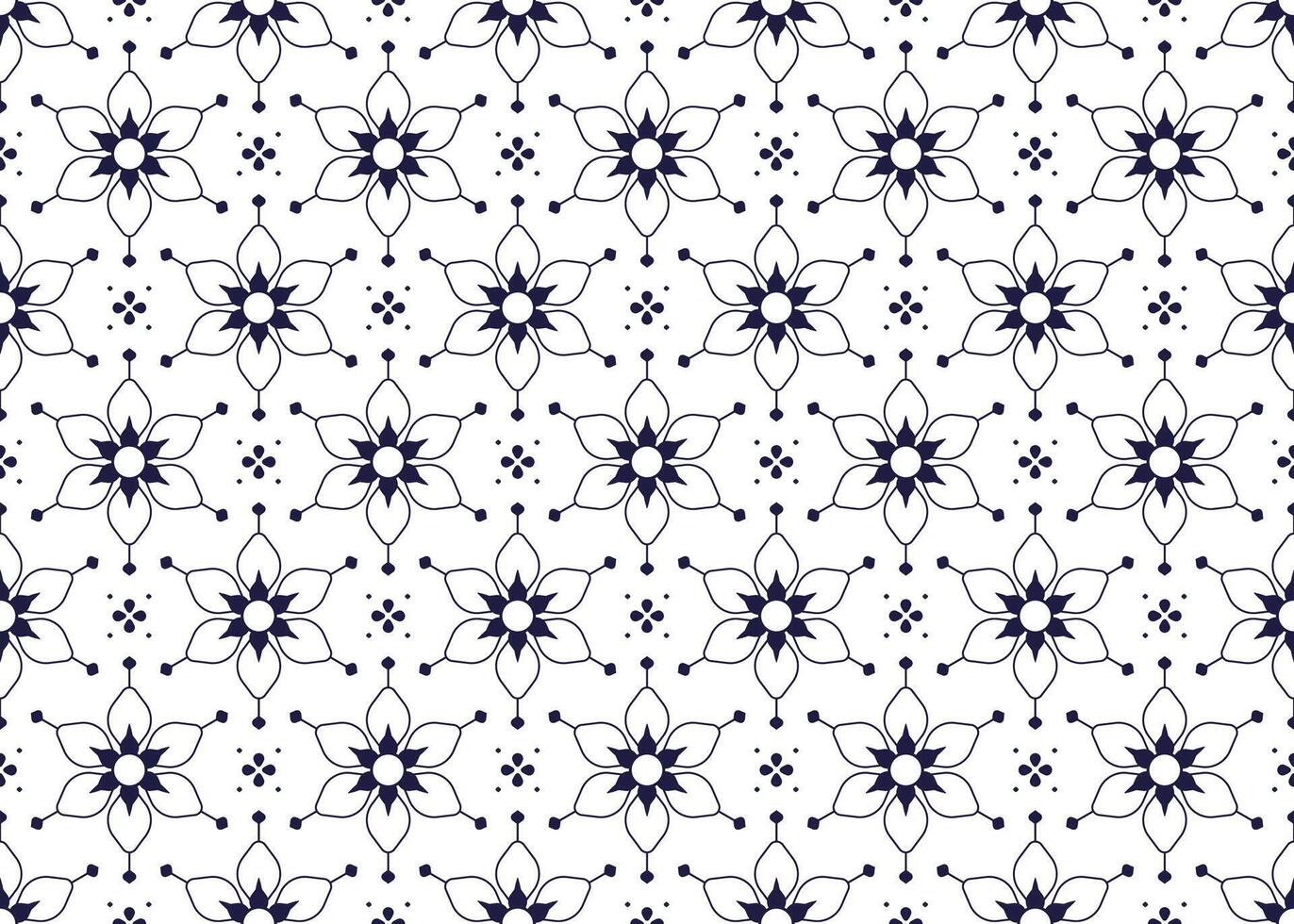 Symbol flowers outline on white background, ethnic fabric seamless pattern design for cloth, carpet, batik, wallpaper, wrapping etc. vector