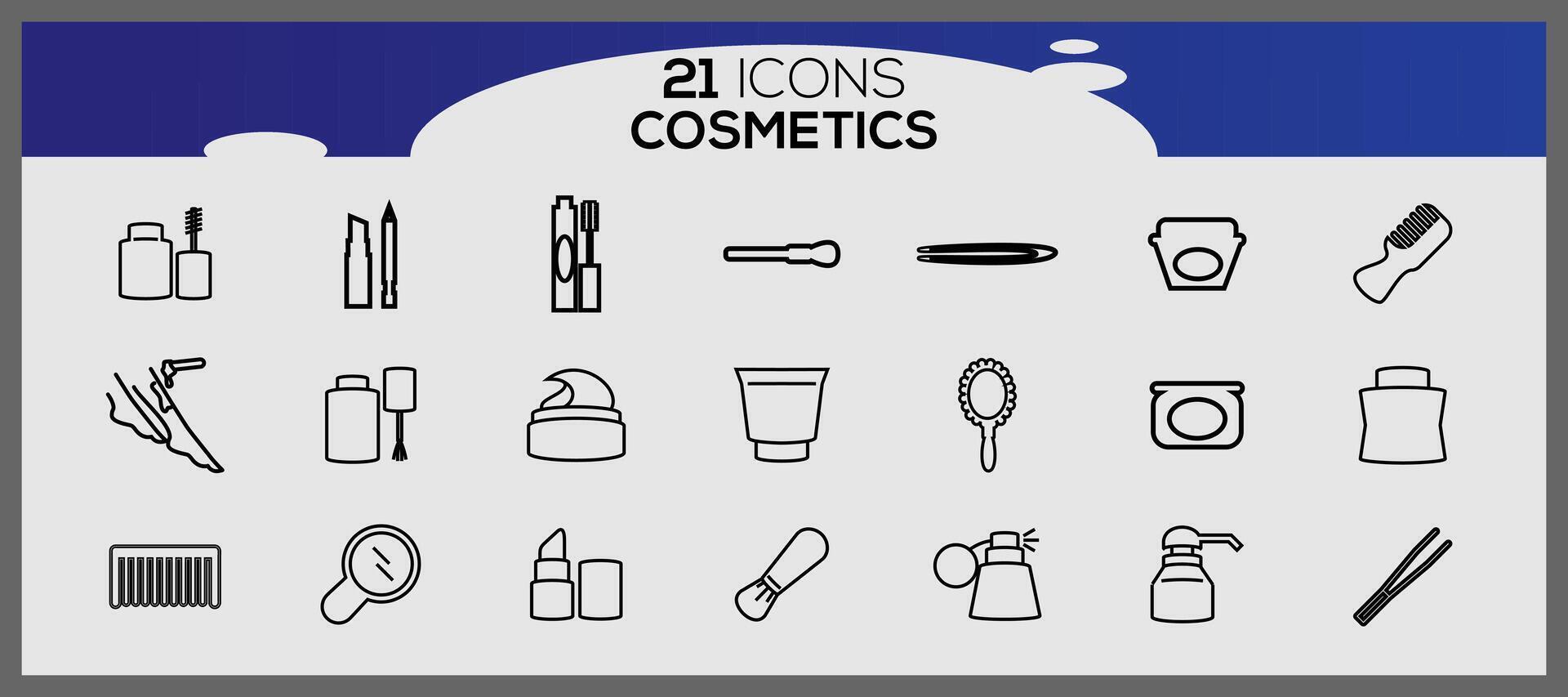 cosmético línea icono conjunto con maquillaje belleza línea íconos belleza accesorios conjunto maquillaje accesorios. vector