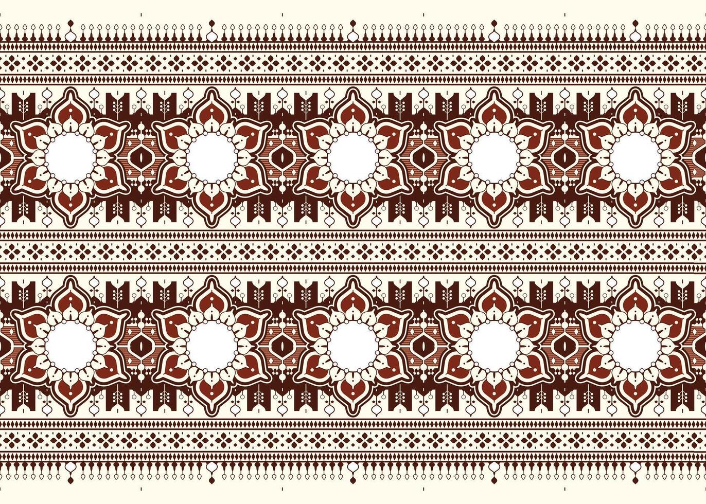 Mandalas and geometric design on dark background, ethnic fabric seamless oriental pattern for cloth, carpet, wallpaper, batik, wrapping etc. vector