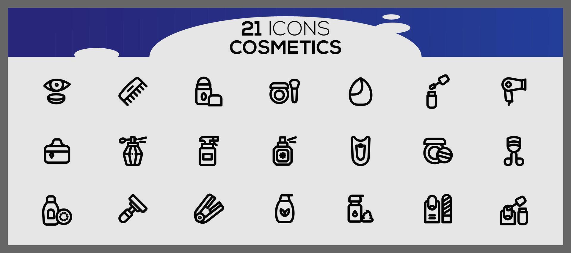 cosmetic line icon set with makeup beauty line icons beauty accessories set makeup accessories. vector