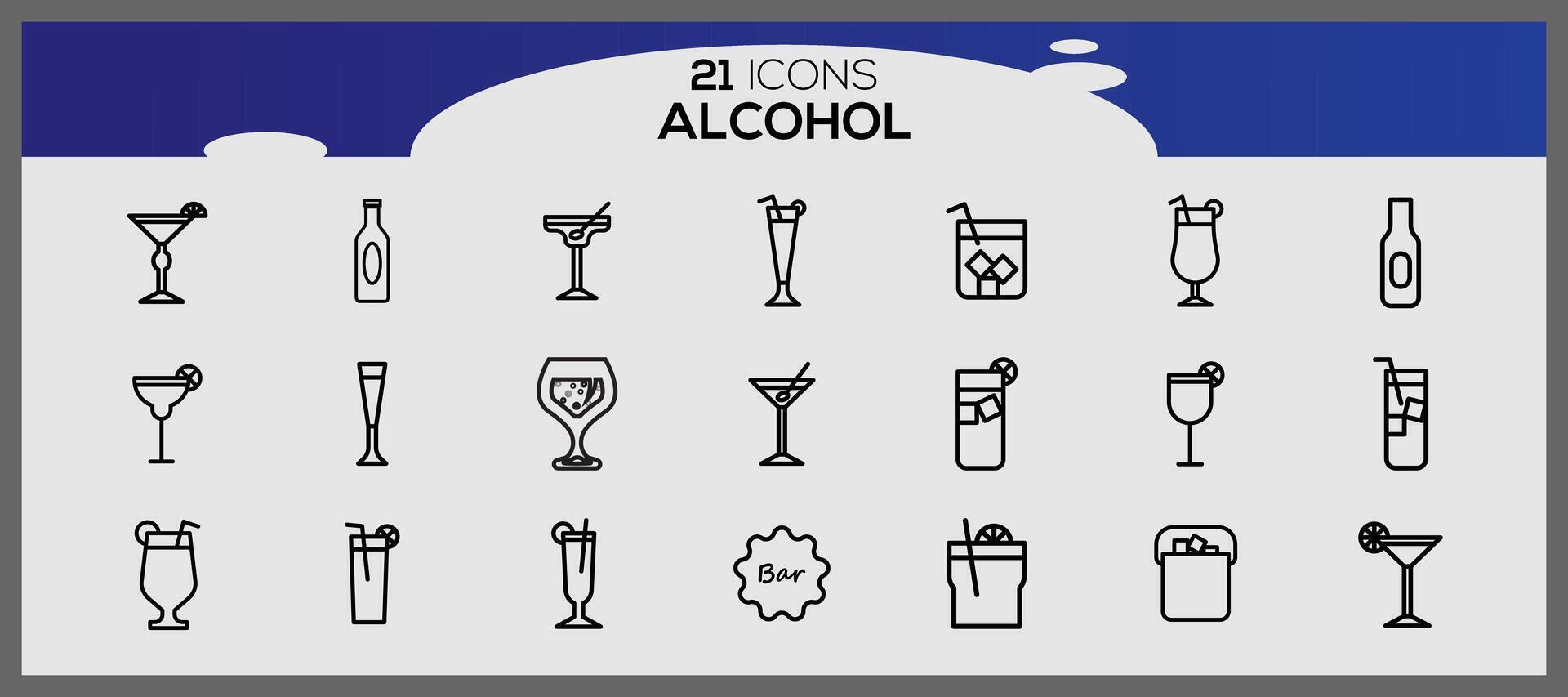 conjunto de ilustraciones de íconos de bebidas alcohol bebida icono conjunto bebida íconos colección vector