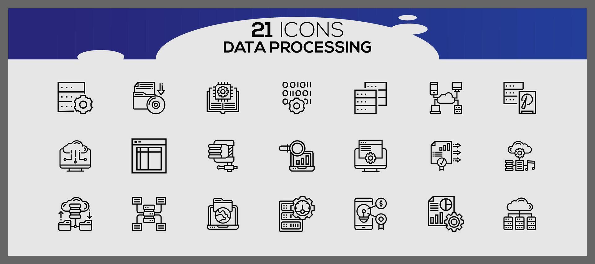 Data processing icon set. Creative Data processing icon set. vector