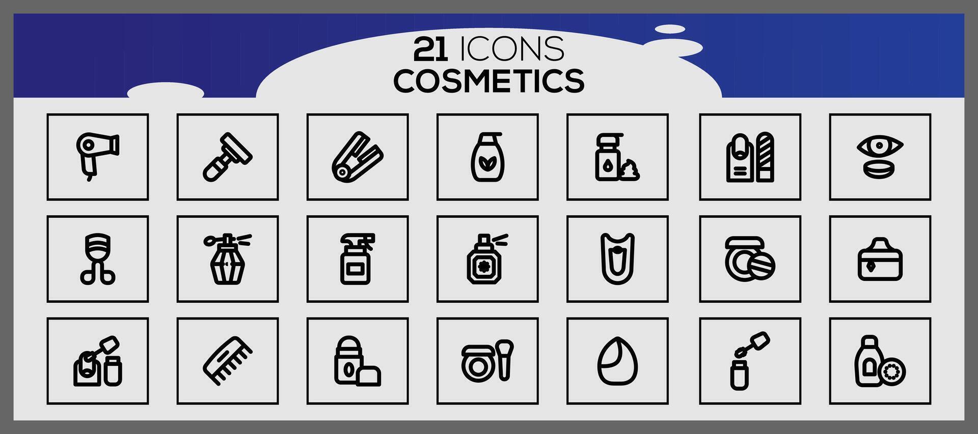 cosmético línea icono conjunto con maquillaje belleza línea íconos belleza accesorios conjunto maquillaje accesorios. vector