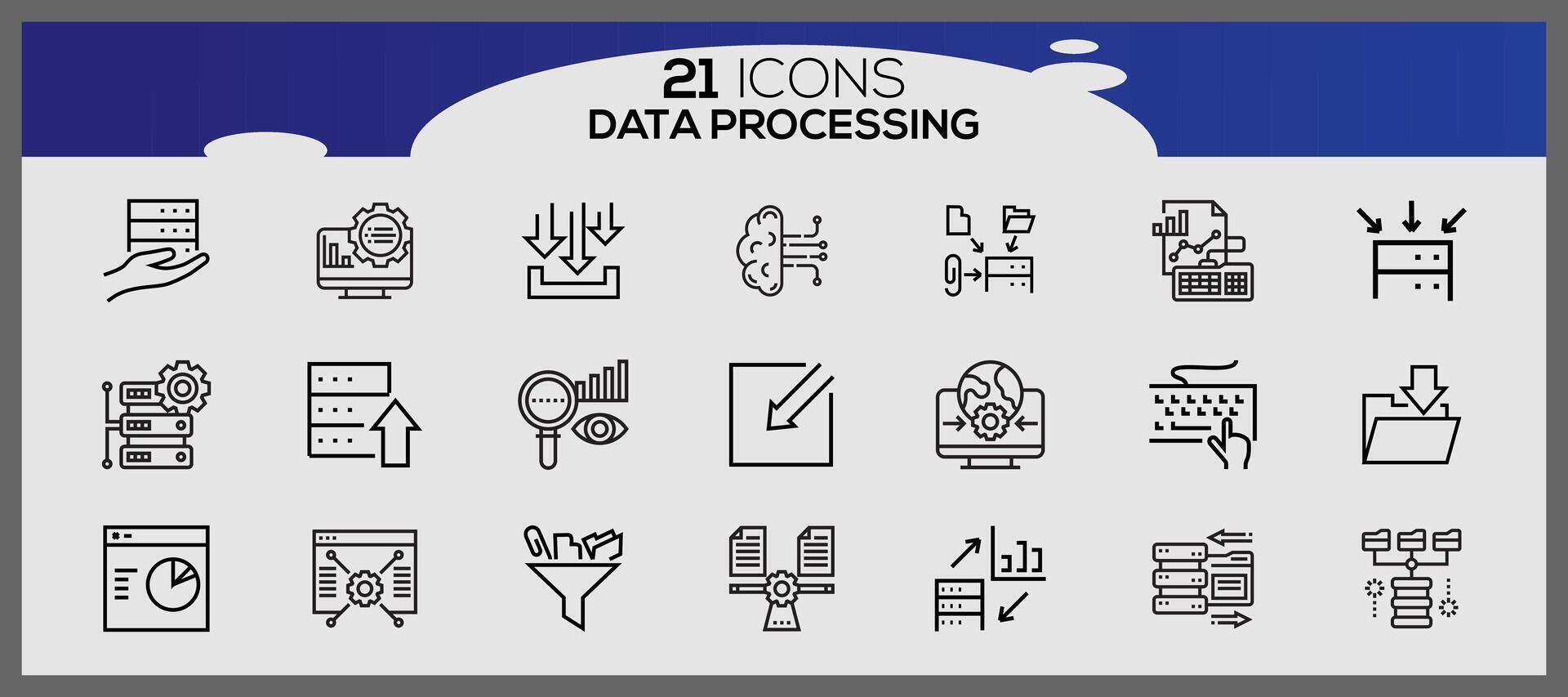 datos Procesando icono colocar. creativo datos Procesando icono colocar. vector