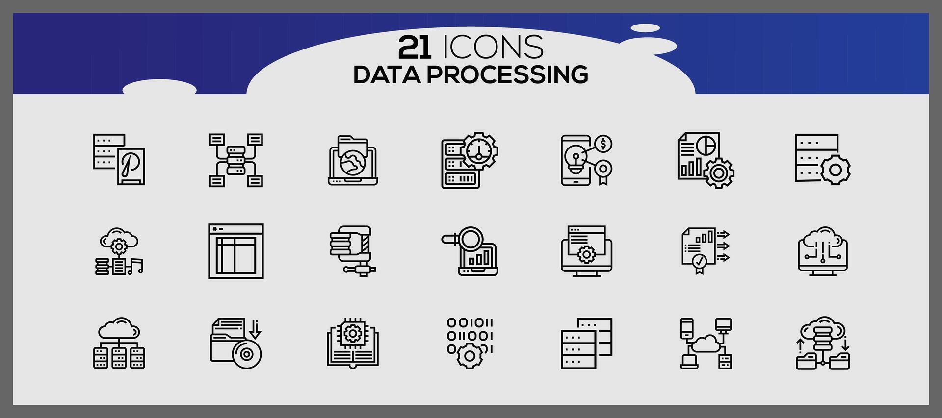 data processing icon set creative data management icon set data ...
