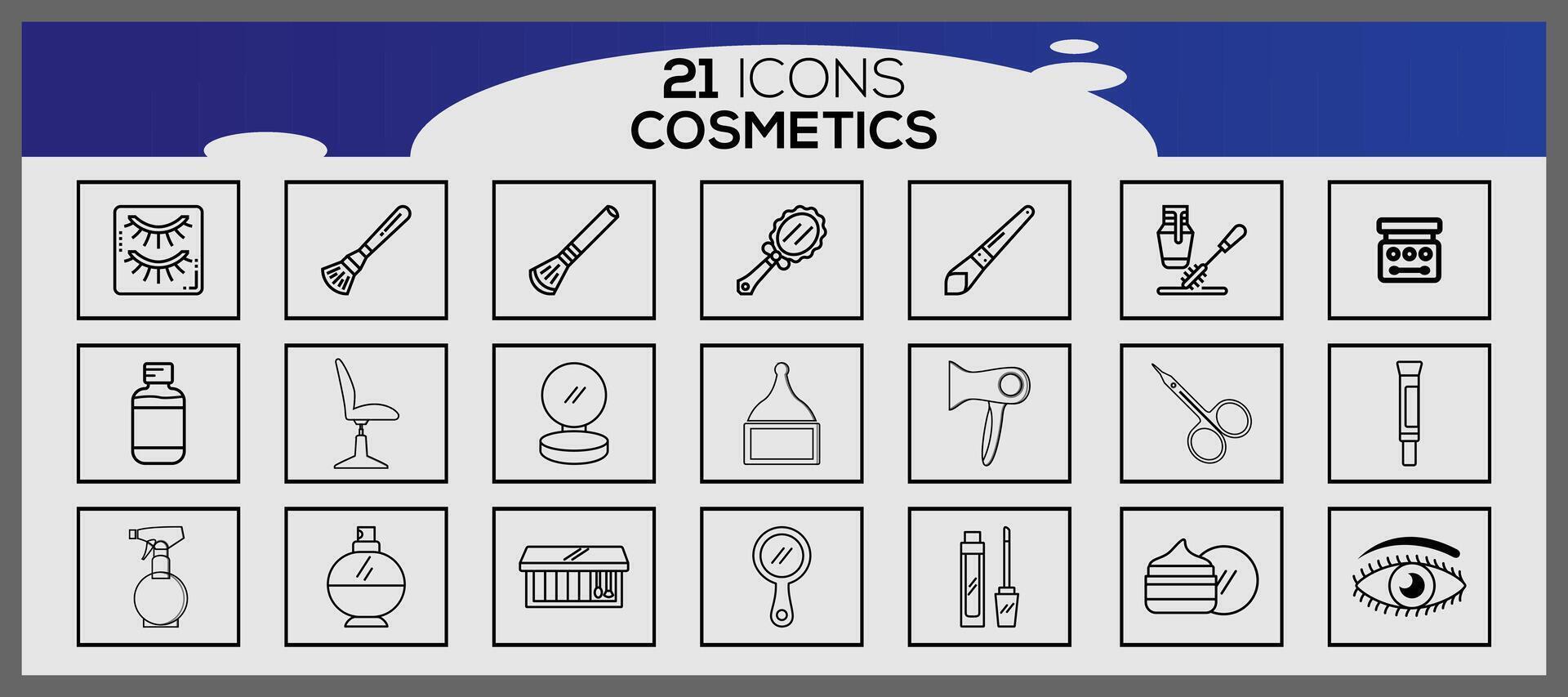 cosmético línea icono conjunto con maquillaje belleza línea íconos belleza accesorios conjunto maquillaje accesorios. vector