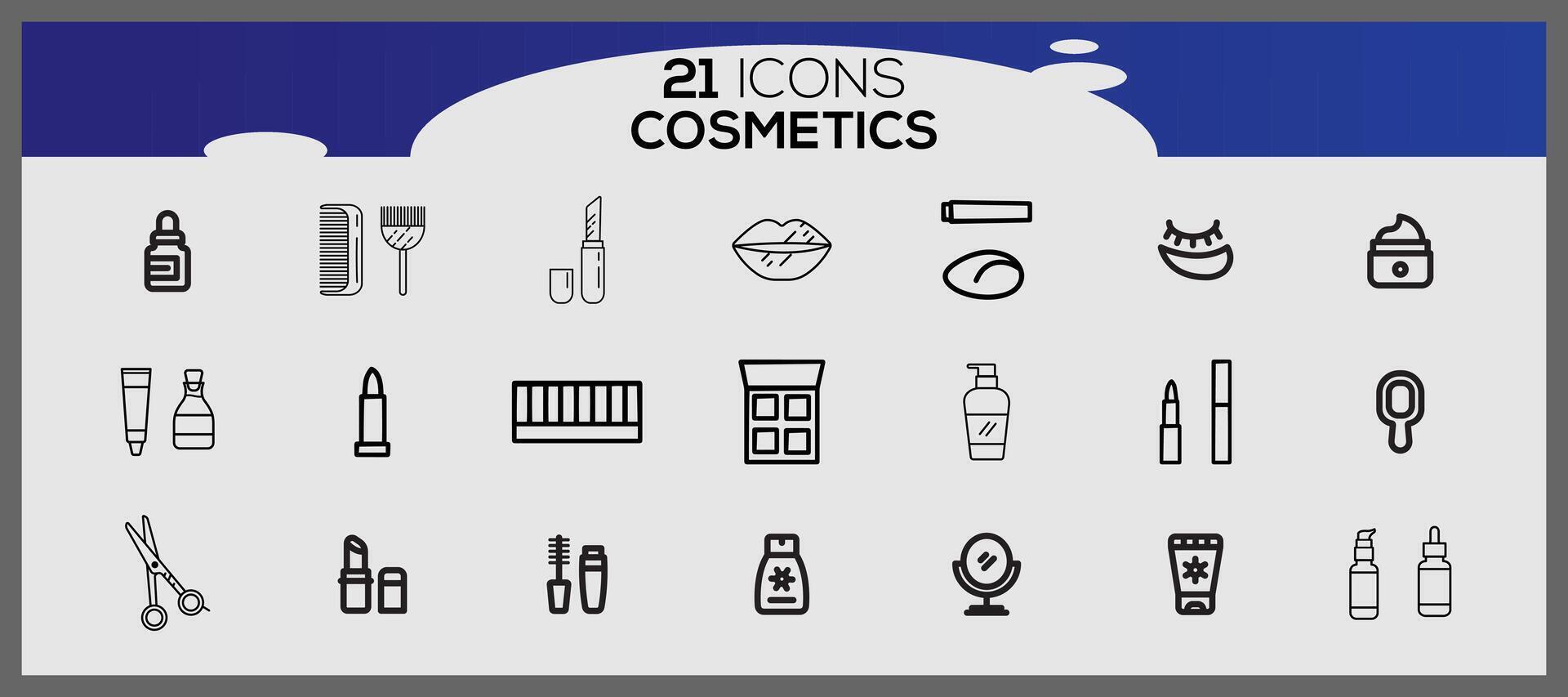 cosmetic line icon set with makeup beauty line icons beauty accessories set makeup accessories. vector