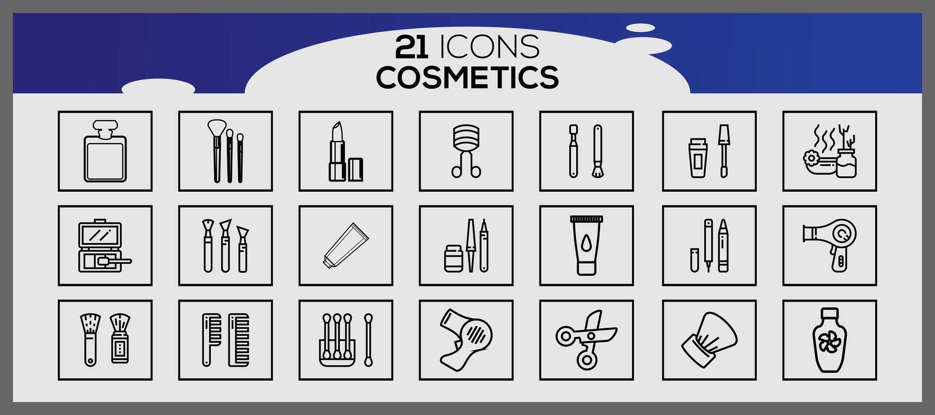cosmetic line icon set with makeup beauty line icons beauty accessories set makeup accessories. vector