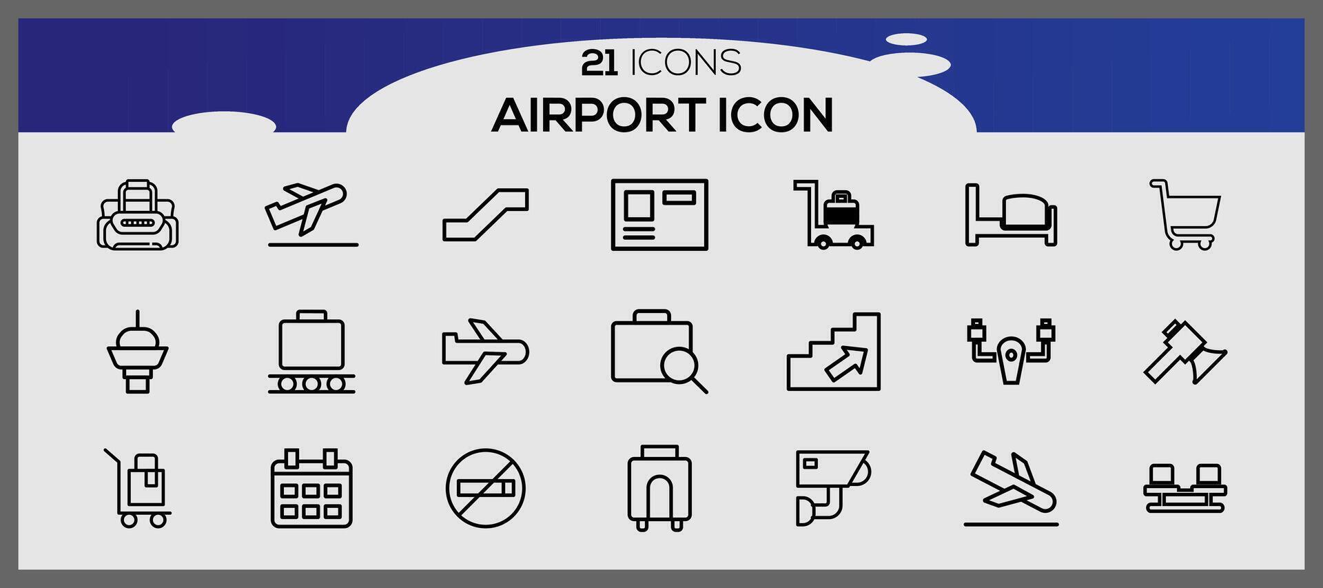 airport icon set. vector