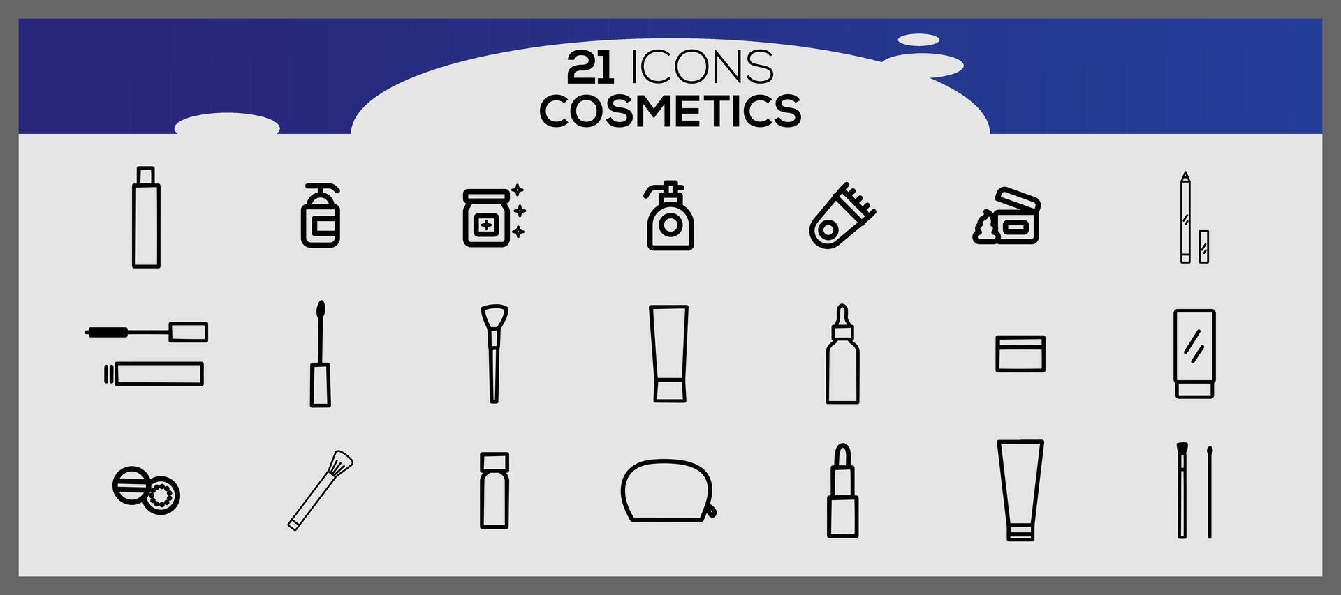 cosmético línea icono conjunto con maquillaje belleza línea íconos belleza accesorios conjunto maquillaje accesorios. vector