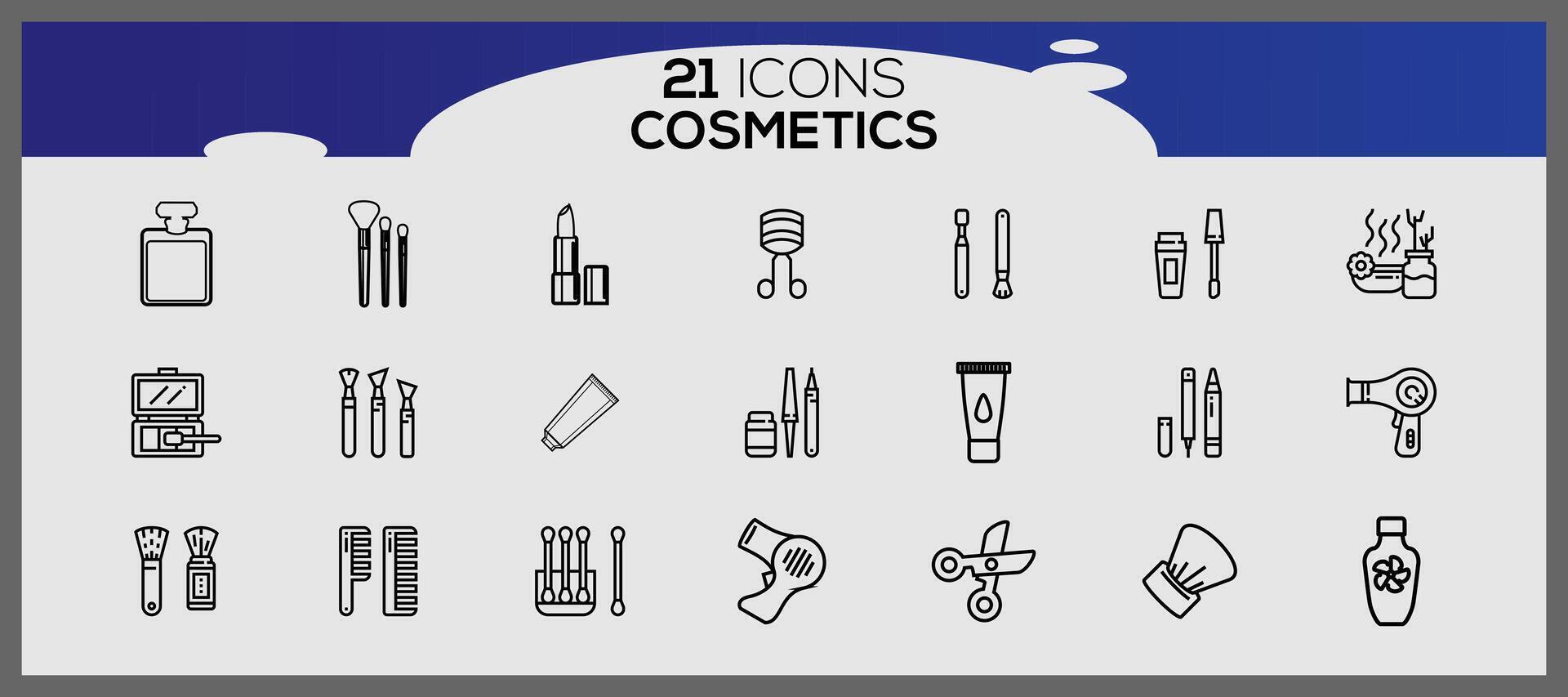 cosmético línea icono conjunto con maquillaje belleza línea íconos belleza accesorios conjunto maquillaje accesorios. vector