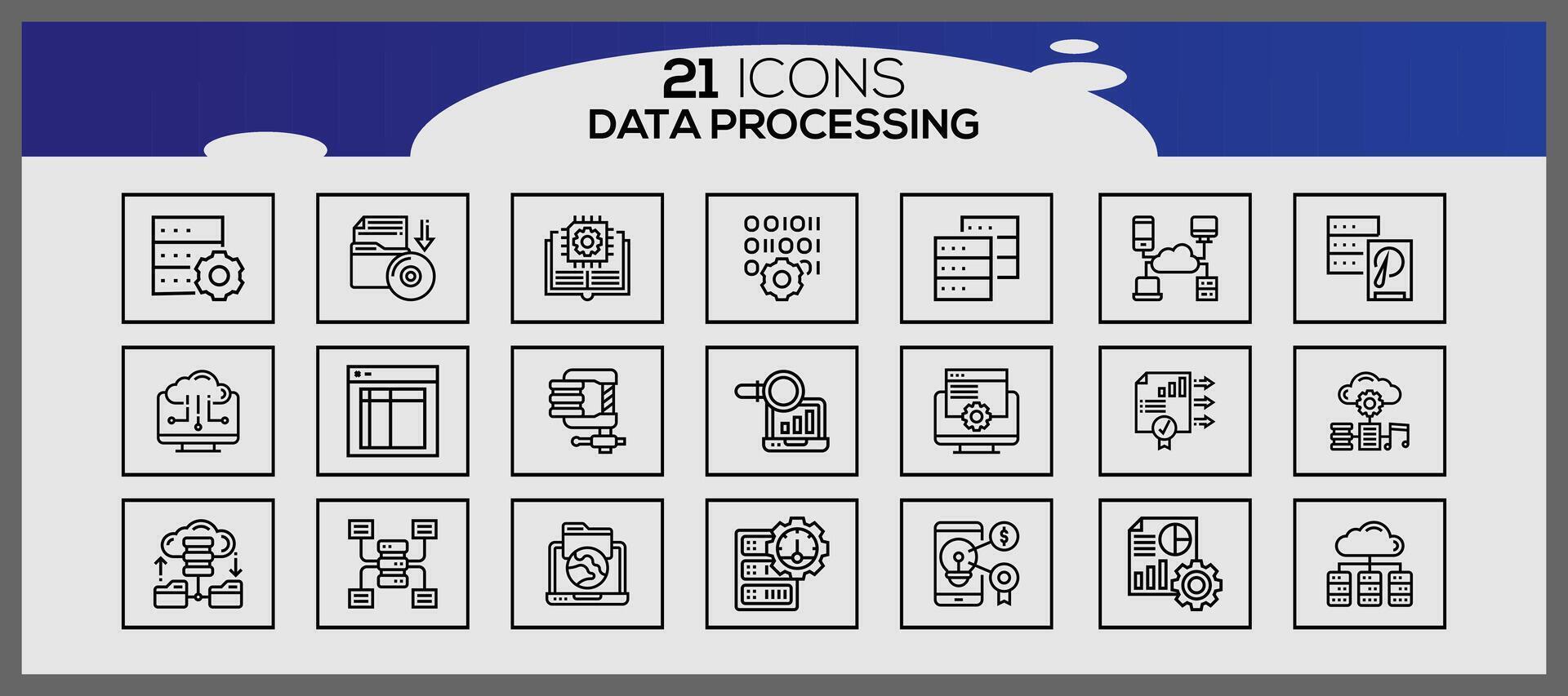 datos Procesando icono conjunto creativo datos administración icono conjunto datos Procesando línea íconos conjunto de línea vector