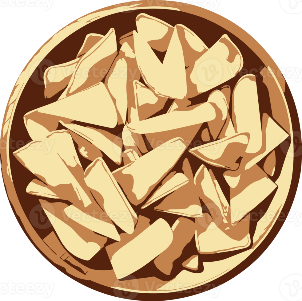 delicious crispy fried chips in bowl cartoon clipart on transparent background for snack, food recipe, cooking, appetizer, calories, Trans fat, unhealthy, traditional cuisine, tortilla chips, nachos png