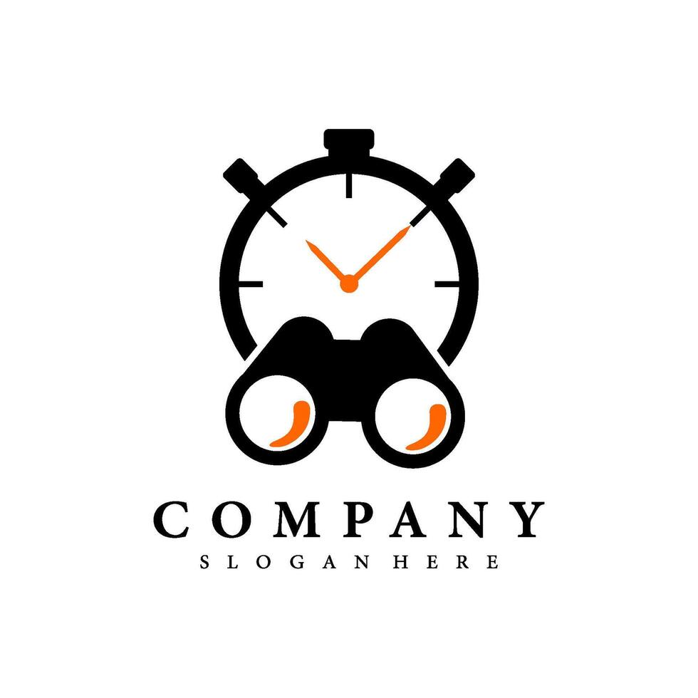time binocular logo template illustration design vector