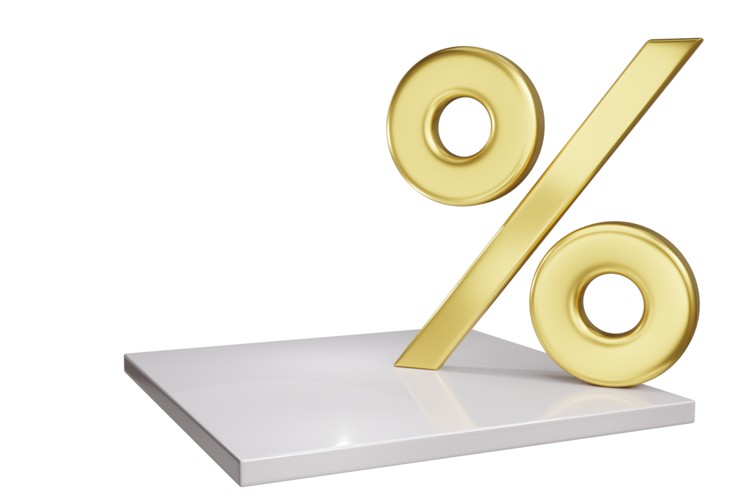 percentage discount sign . 3D golden percentage sign png