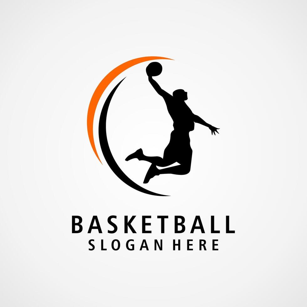 baloncesto jugador logo diseño ilustración vector