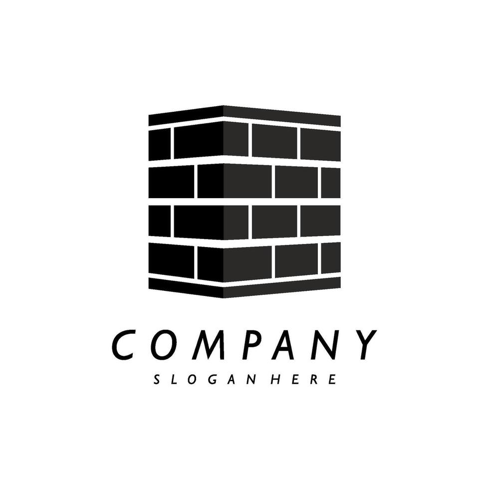 simple silhouette brick logo template vector