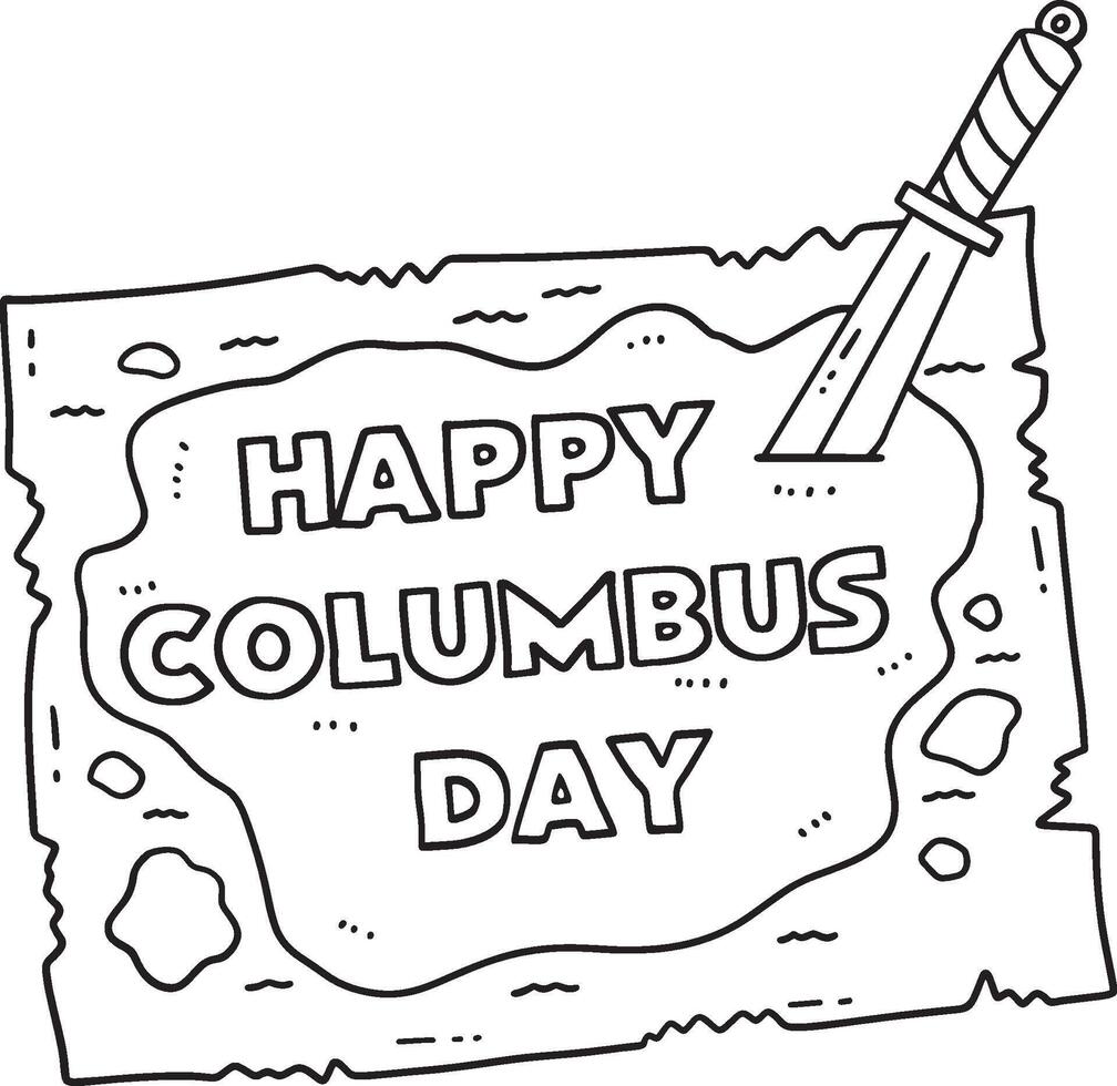 Happy Columbus Day on a Map Isolated Coloring Page vector
