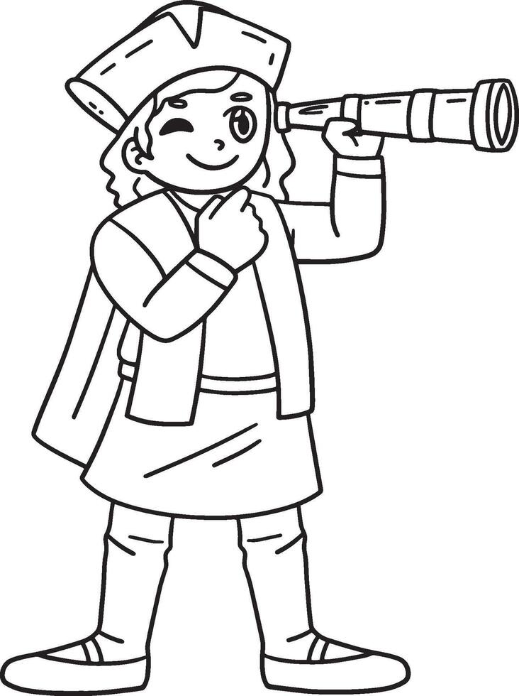 Columbus Day Man Looking with a Telescope Isolated vector